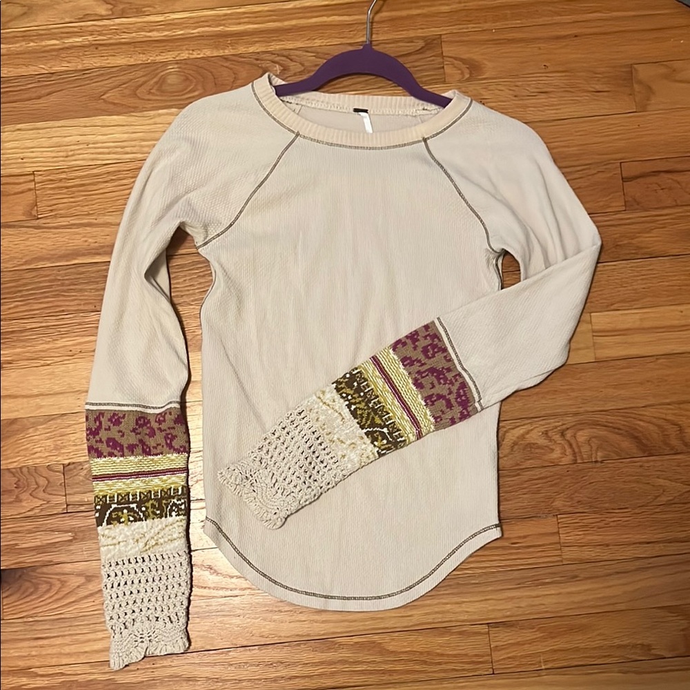 Boho Long Sleeve Top with Crochet Details